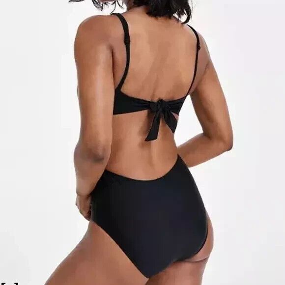 Bar III Women's Tell Me About It Studded Monokini side cut One-Piece Swimsuit L - Picture 2 of 10